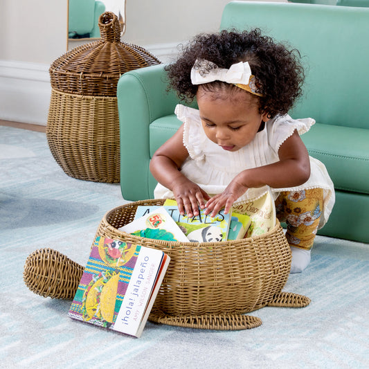 Turtle Washable Wicker Floor Basket