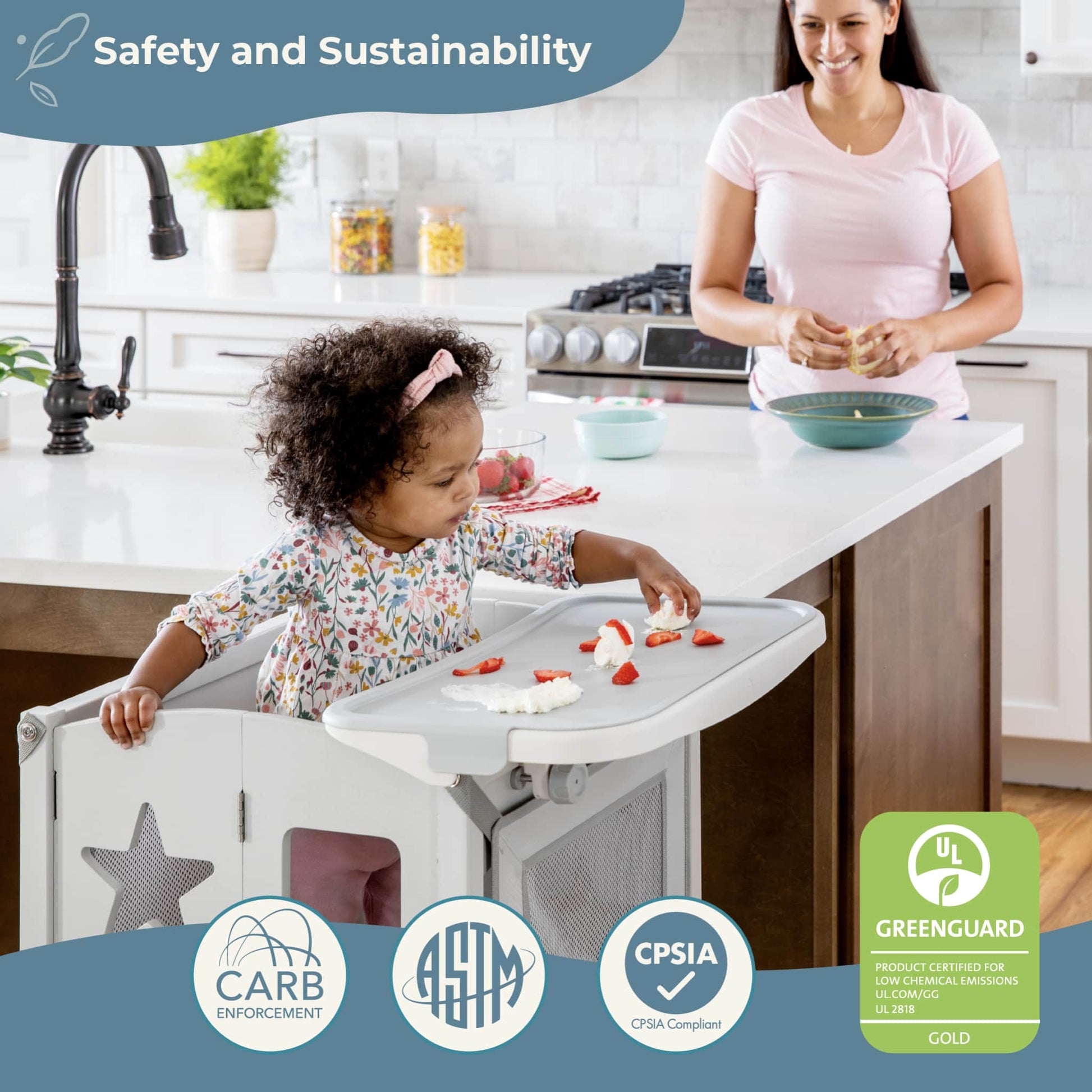 Classic Kitchen Helper Toddler Tower and Mealtime and Play Tray Bundle