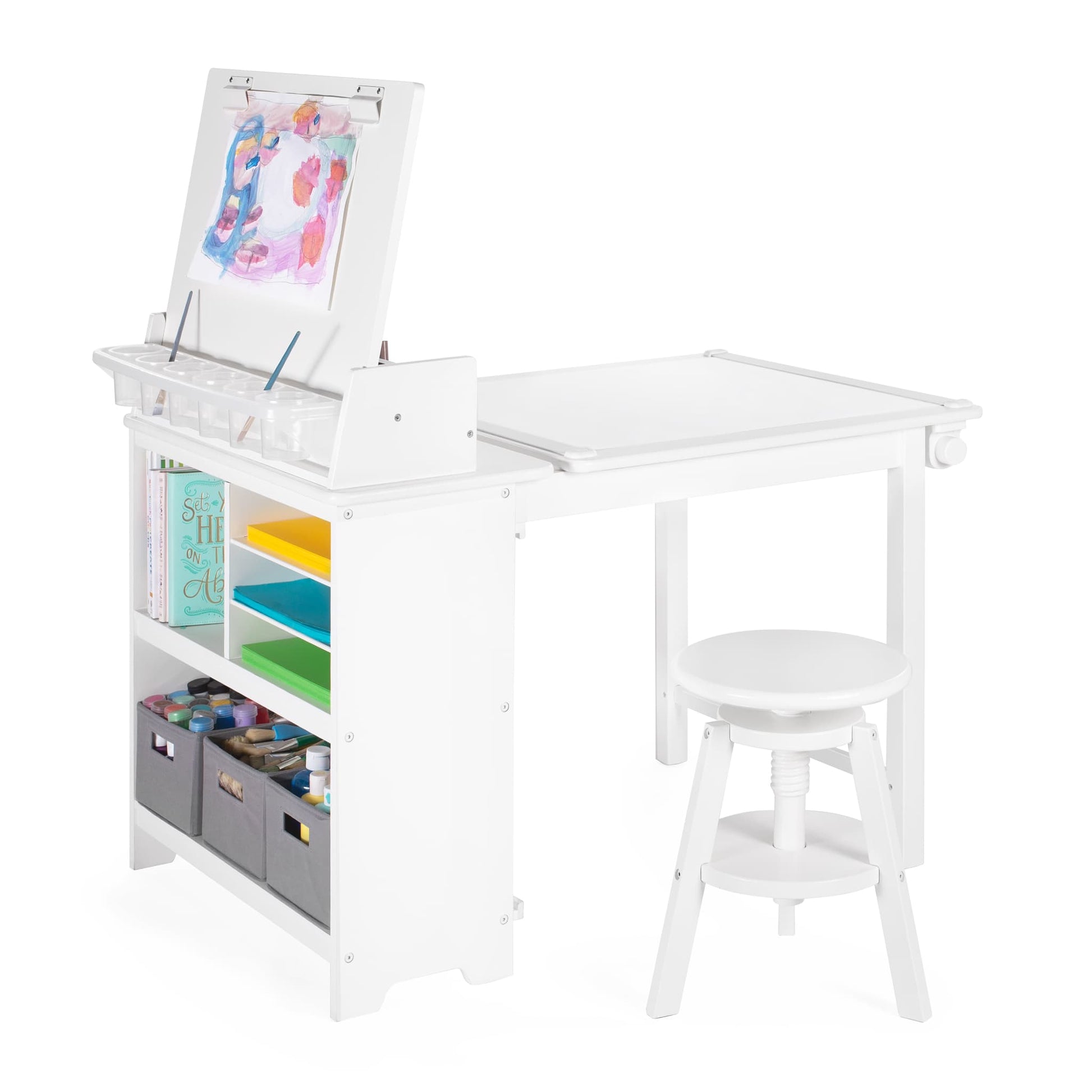 Design Studio - 3 in 1 Art Table, Drafting Table, Easel, and Stool