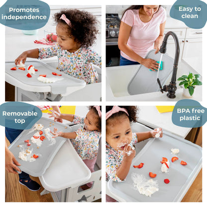 Classic Kitchen Helper Toddler Tower and Mealtime and Play Tray Bundle