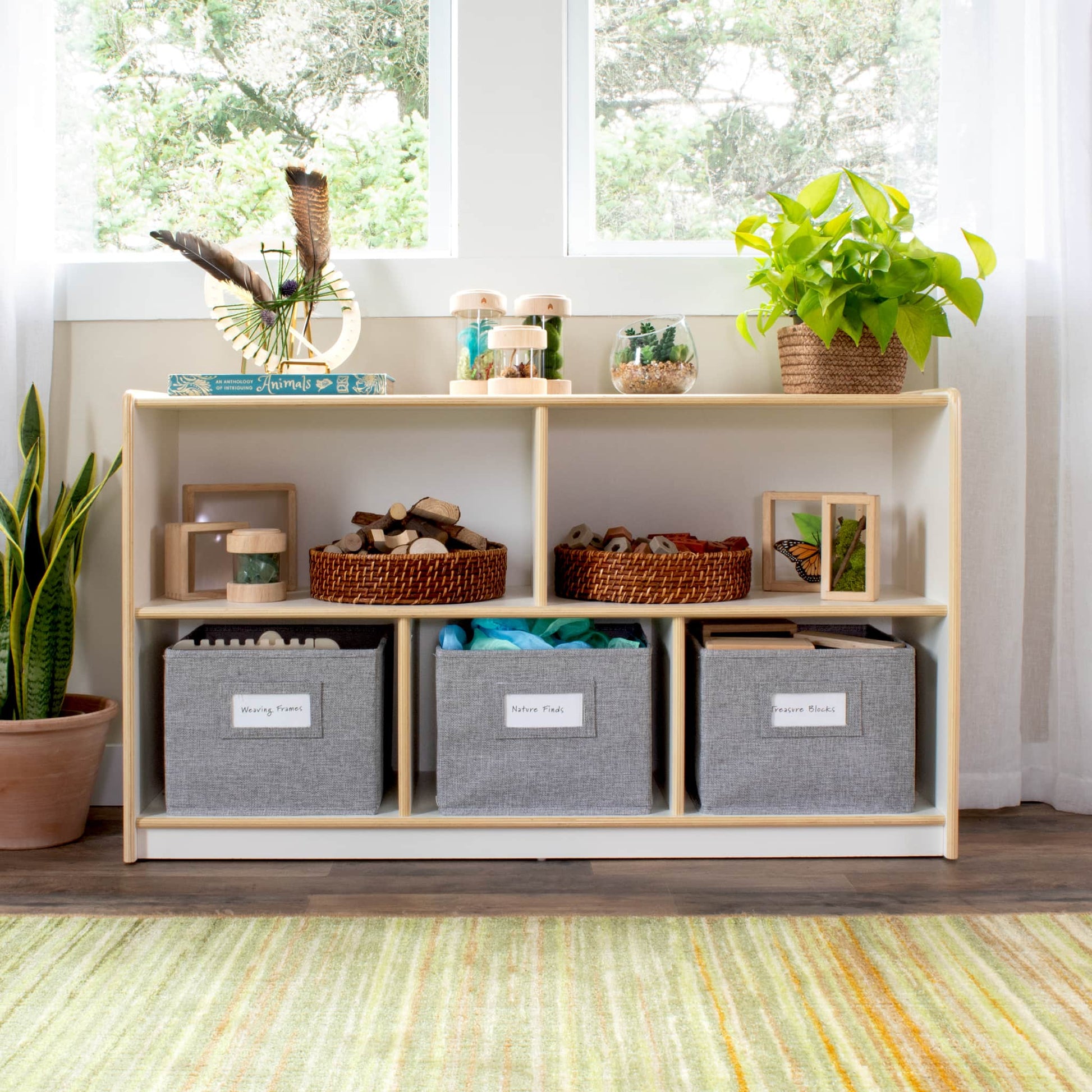 EdQ 2-Shelf 5-Compartment Storage with Bins - 24"