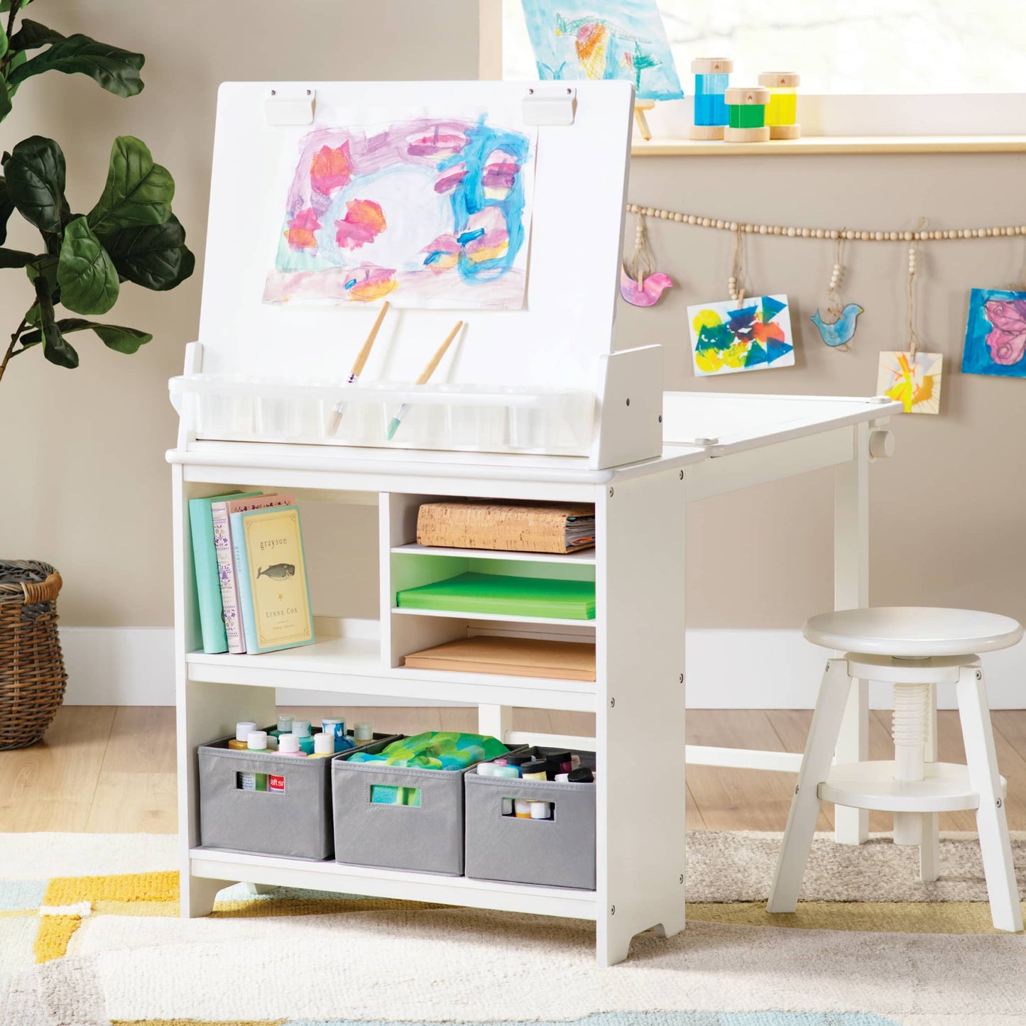 Design Studio - 3 in 1 Art Table, Drafting Table, Easel, and Stool