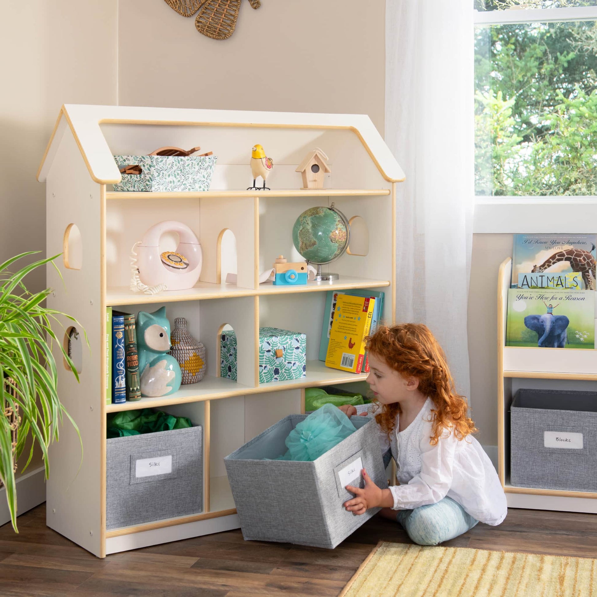 EdQ Dollhouse Bookcase with Bins