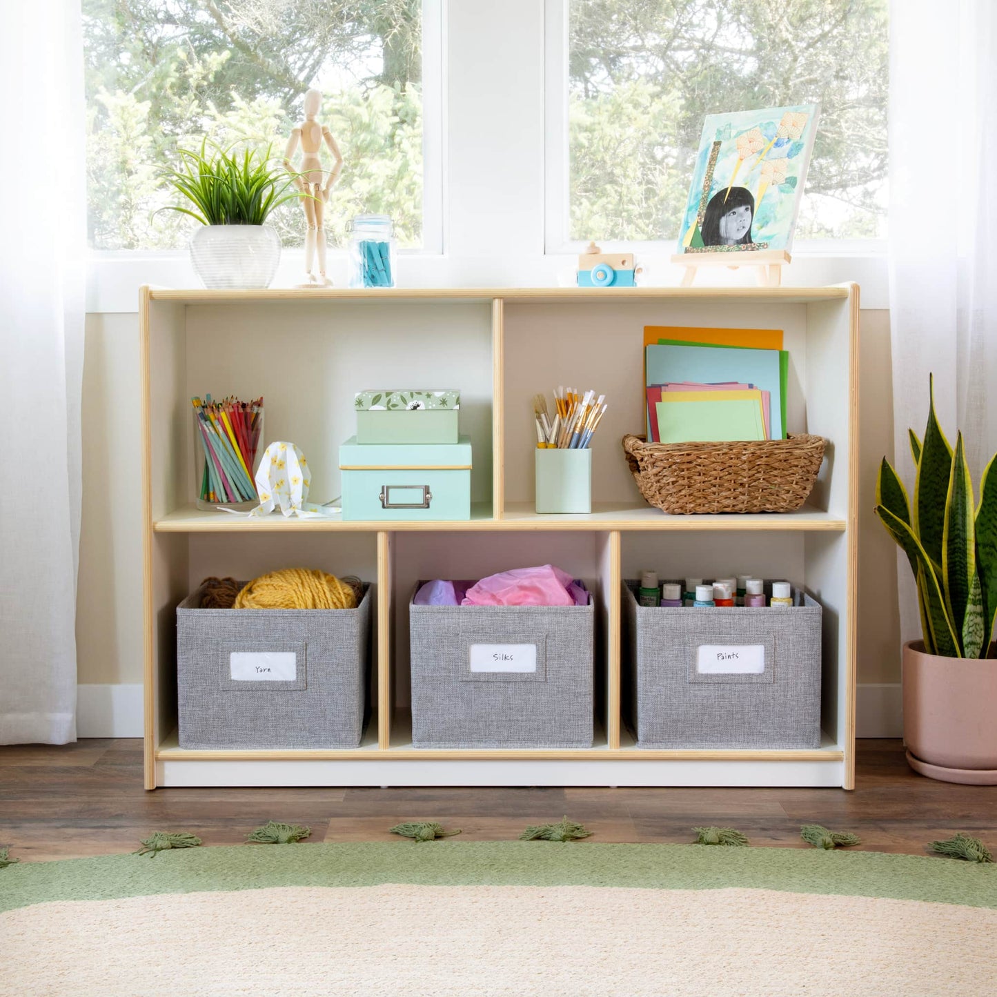 EdQ 2-Shelf 5-Compartment Storage with Bins - 30"