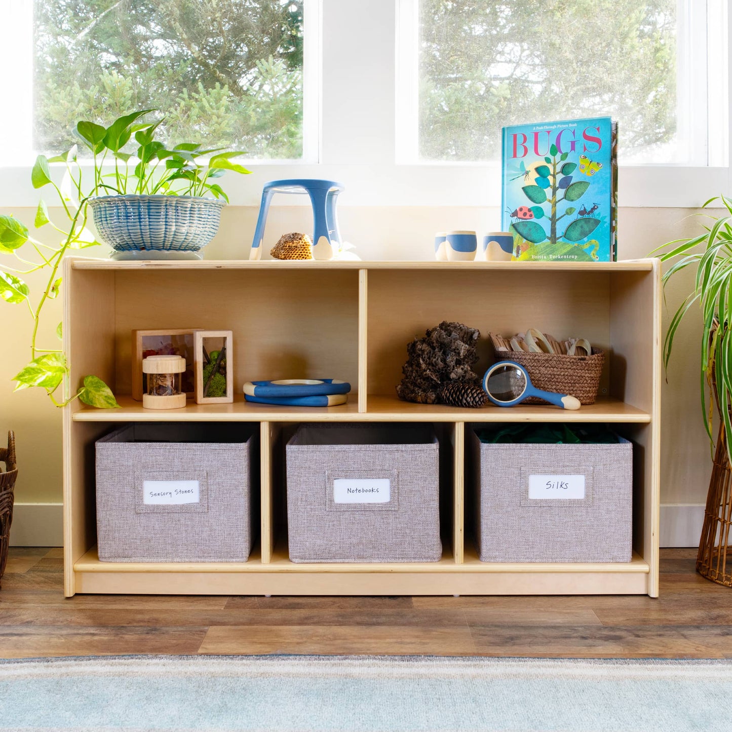 EdQ 2-Shelf 5-Compartment Storage with Bins - 24"