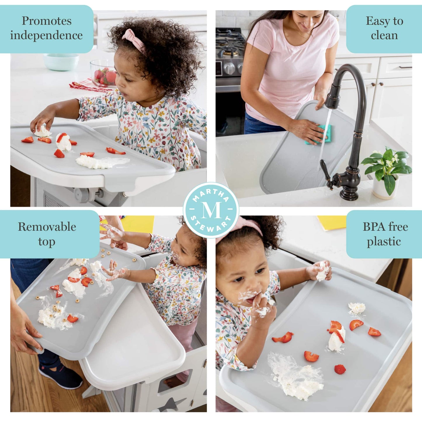Martha Stewart Kitchen Helper Toddler Tower and Mealtime and Play Tray Bundle