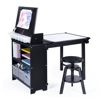 Design Studio - 3 in 1 Art Table, Drafting Table, Easel, and Stool
