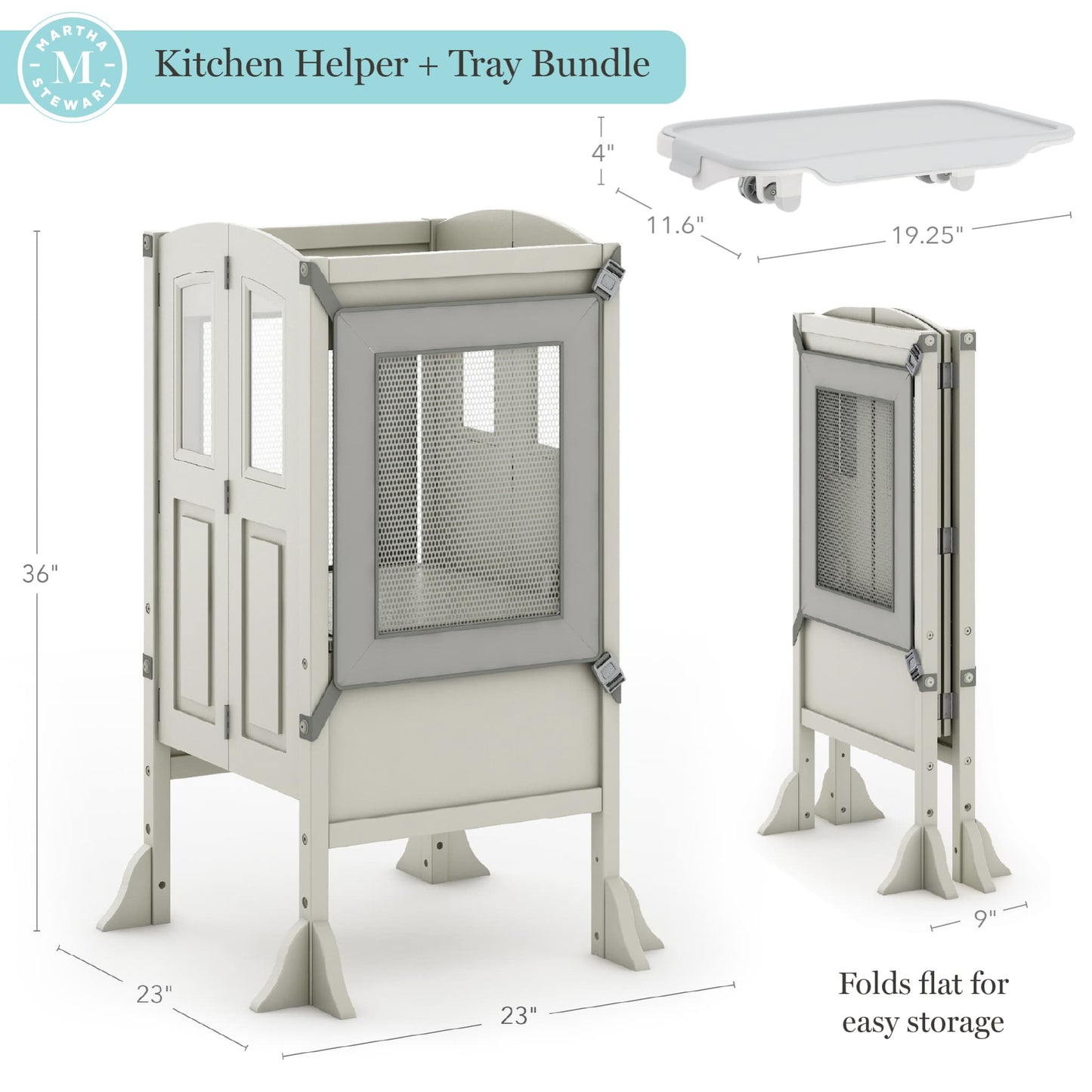 Martha Stewart Kitchen Helper Toddler Tower and Mealtime and Play Tray Bundle