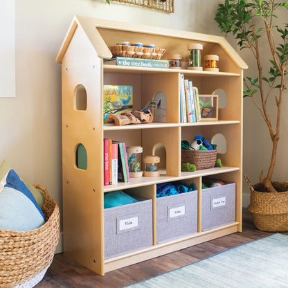 EdQ Dollhouse Bookcase with Bins